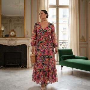 Jessica Howard Multicolor Floral Tiered Maxi Dress – Size 22W – NWT –w/ Pockets